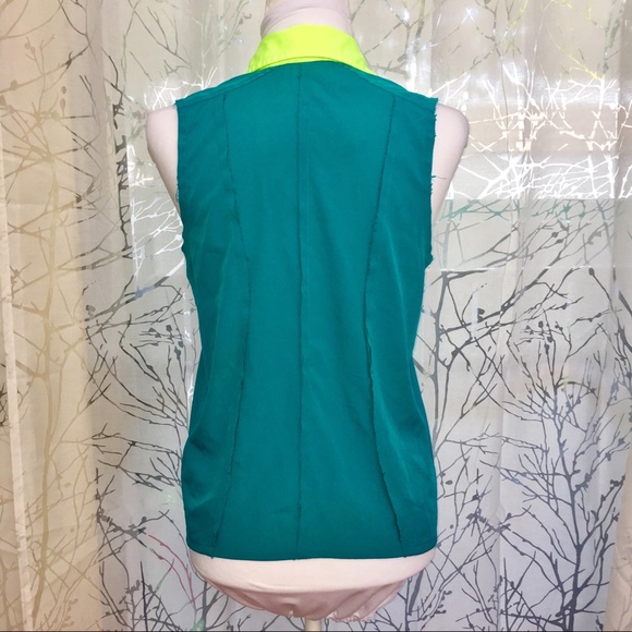 Hurley yellow green black Colorblock collared collar button up tank top shirt - Picture 4 of 8